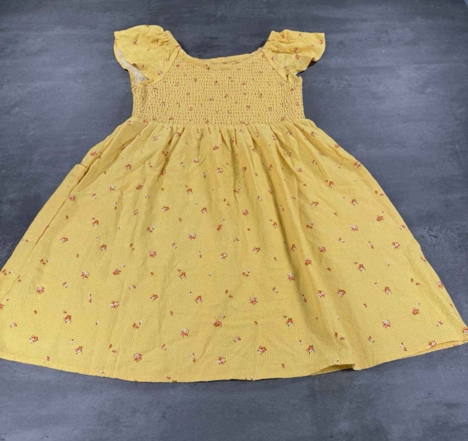 Cat & Jack Floral Dress. Girls Size 14-16 Plus. Yellow Flutter Sleeve - Thumbnail 2