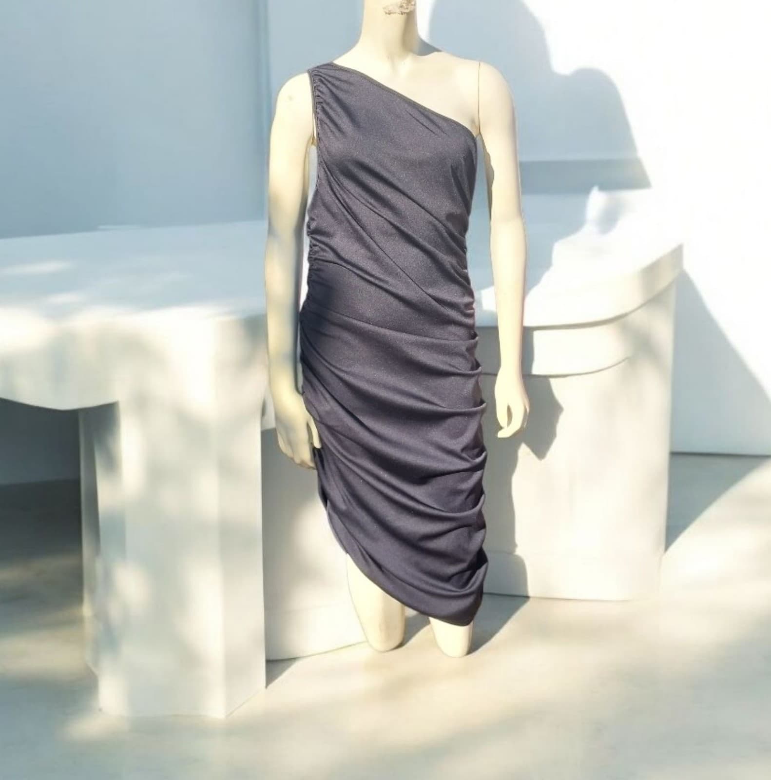 Shein black one shoulder dress. Size Large - Thumbnail 2