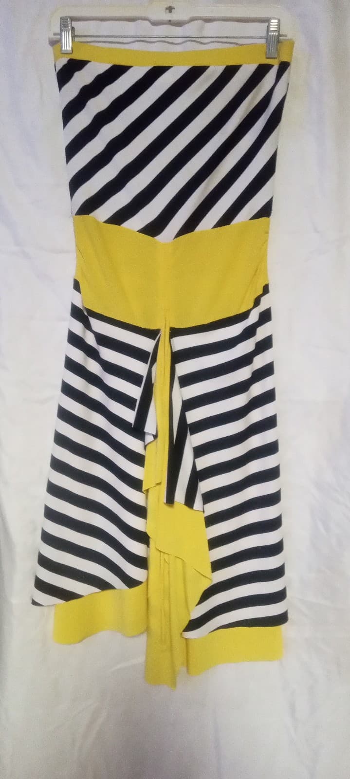 Gemini strapless dress | Vintage Cocktail dress with straps trimmed in yellow - Thumbnail 2