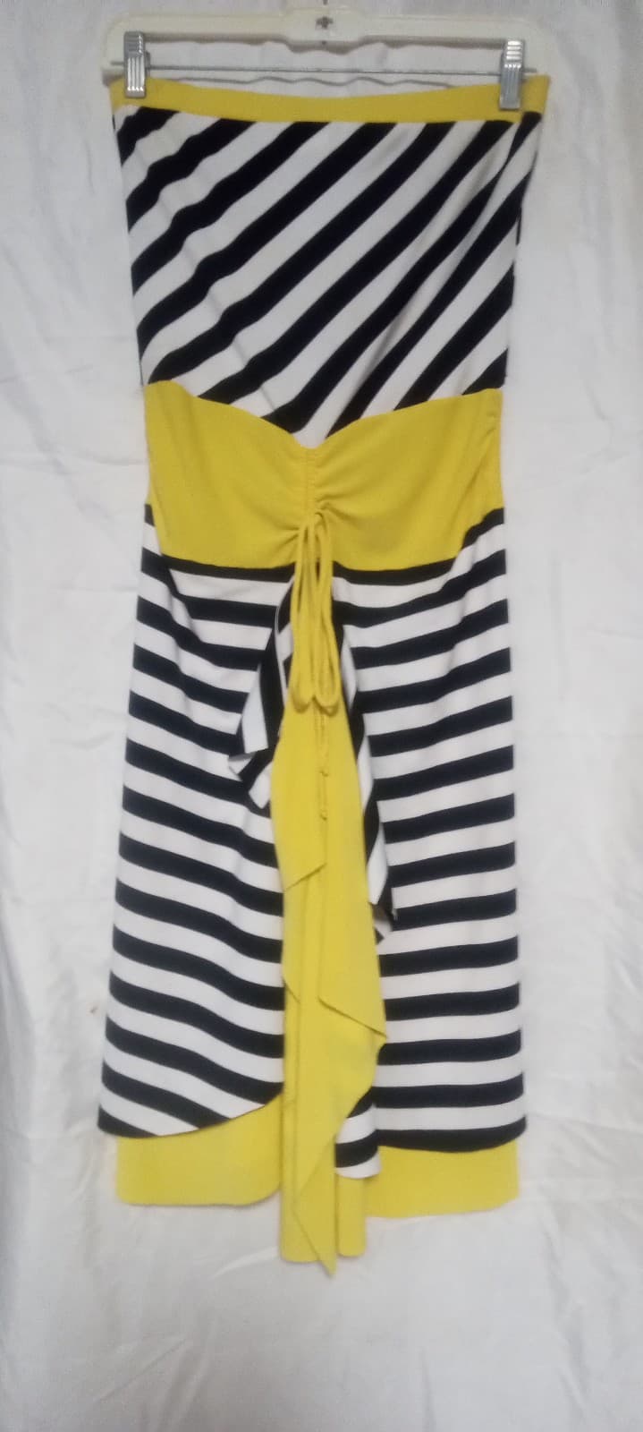 Gemini strapless dress | Vintage Cocktail dress with straps trimmed in yellow - Image 1