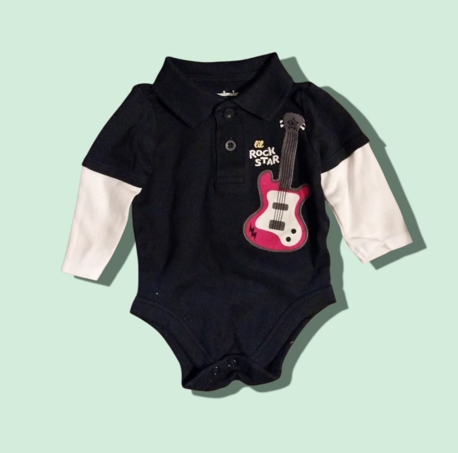 Lil Rock Star, Long Sleeve Onesie. Size 0-3 Months - Image 1