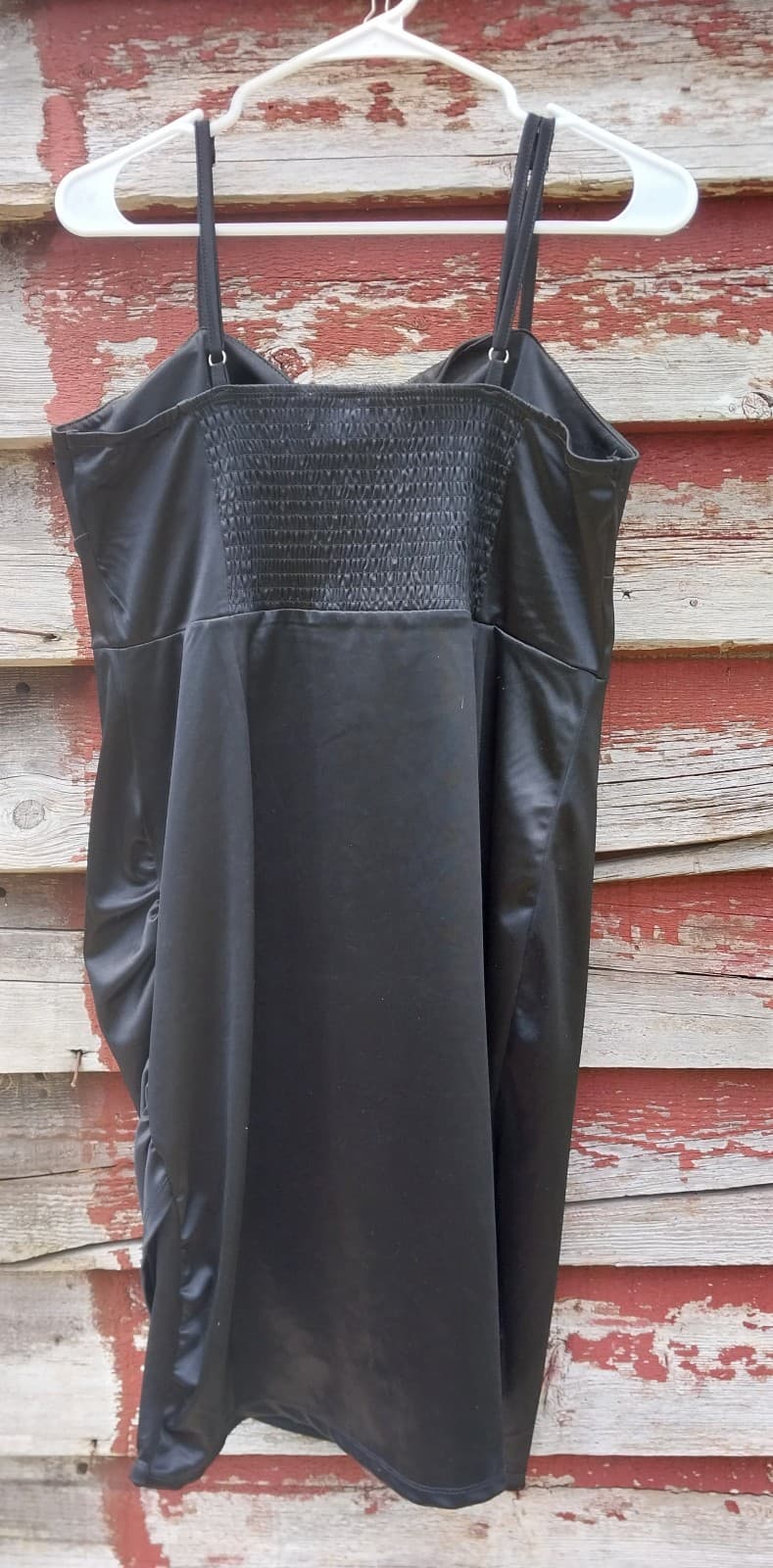 Madden NYC Juniors’ Twist Front Satin Dress Size XL. Color black - Thumbnail 3