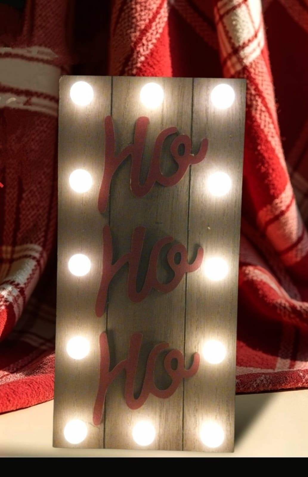Ho Ho Ho Light-Up Christmas Display Sign. 11.5"x11.5", Holiday Decor - Image 1