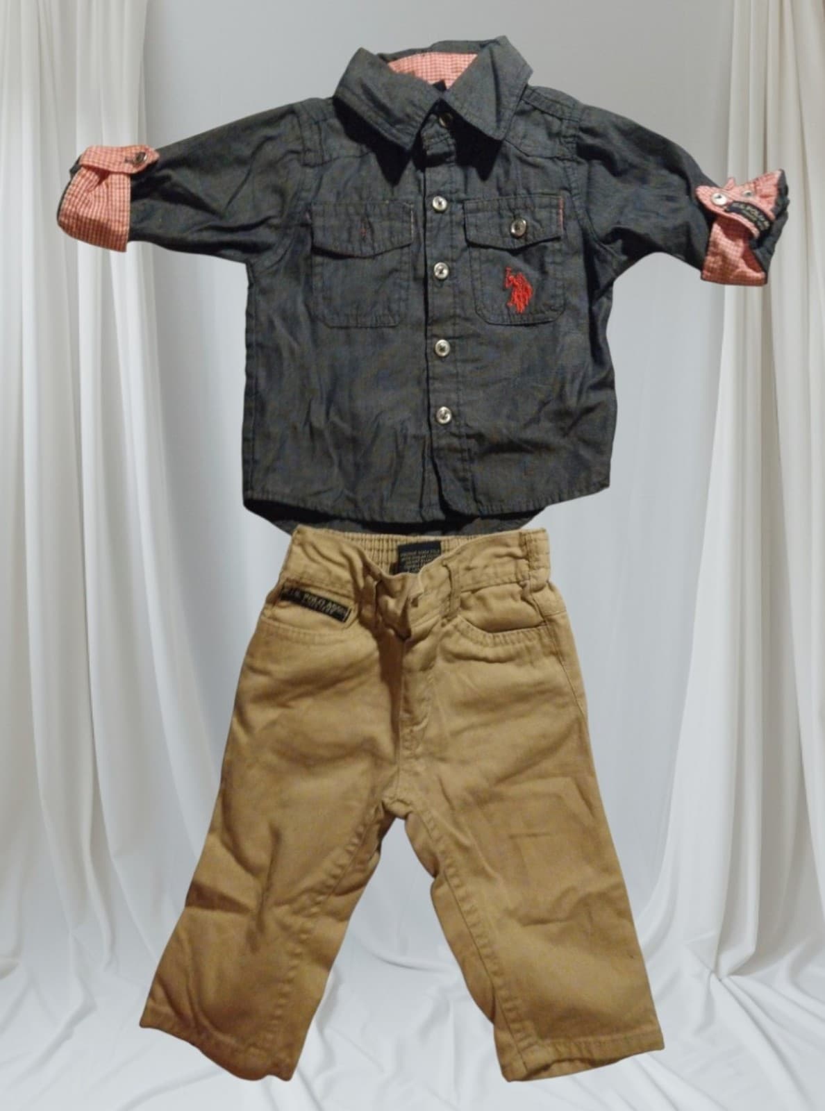 US Polo Assn. Buttons up long sleeve shirt with pants - Image 1