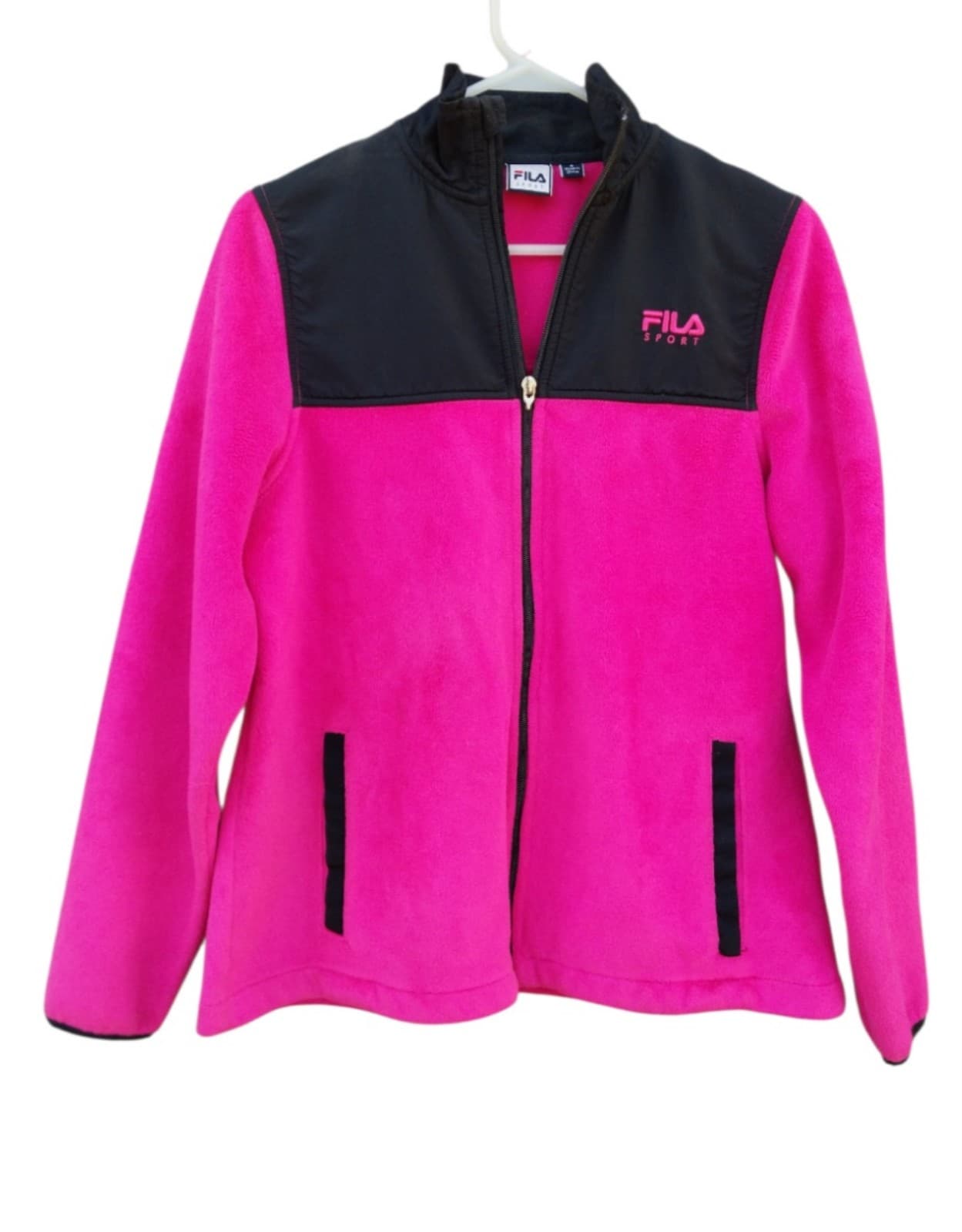 FILA Womens Pink Full Zip Stand Collar Pocket Fleece Athletic Jacket - Image 1