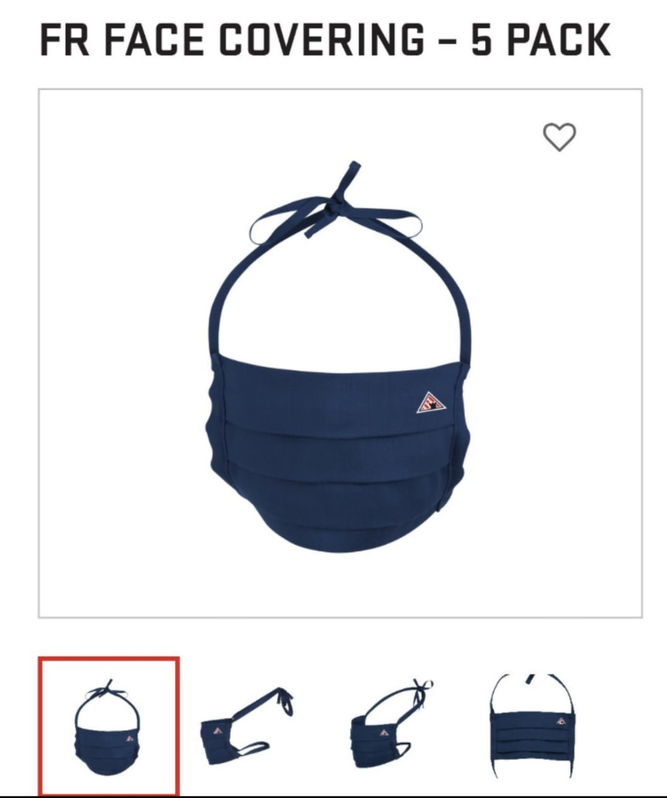 10 Packs Bulwark Navy Blue Flame Resistant Face Masks.Each Pack contains 5 masks - Image 1