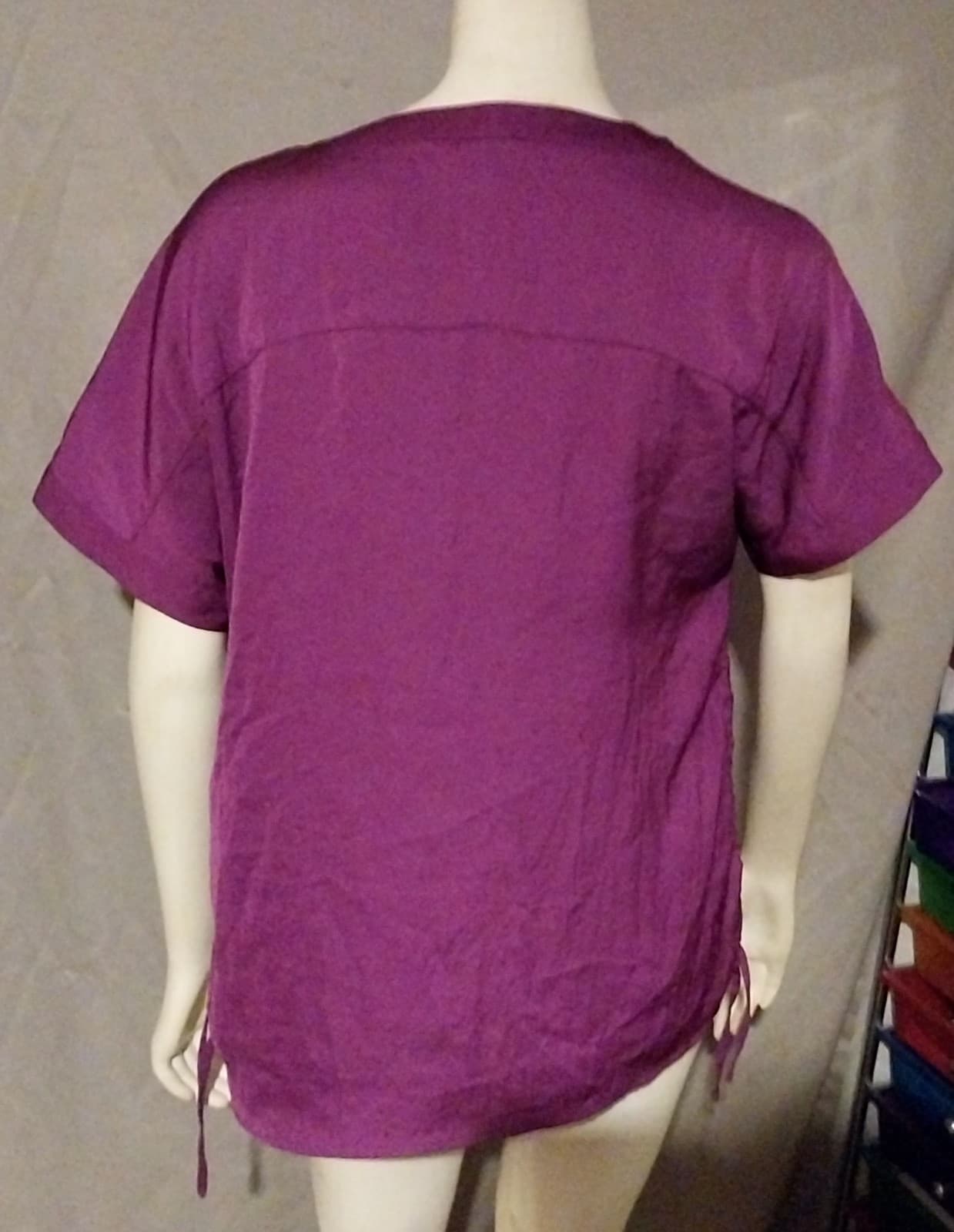 Chicos Womens Top Size 0 Purple Short Sleeve V Neck Solid Pullover Blouse - Thumbnail 2