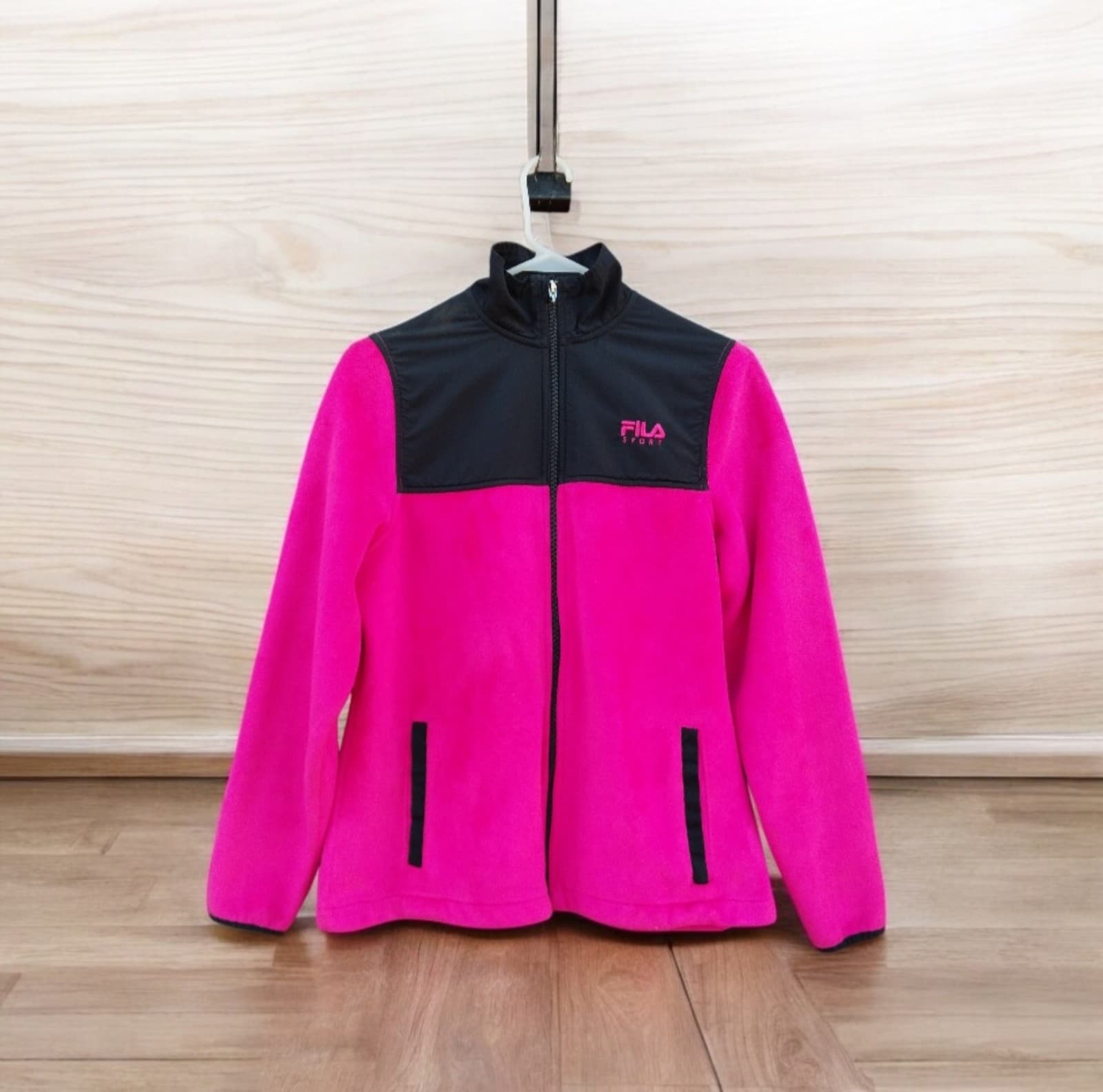 FILA Womens Pink Full Zip Stand Collar Pocket Fleece Athletic Jacket - Thumbnail 4
