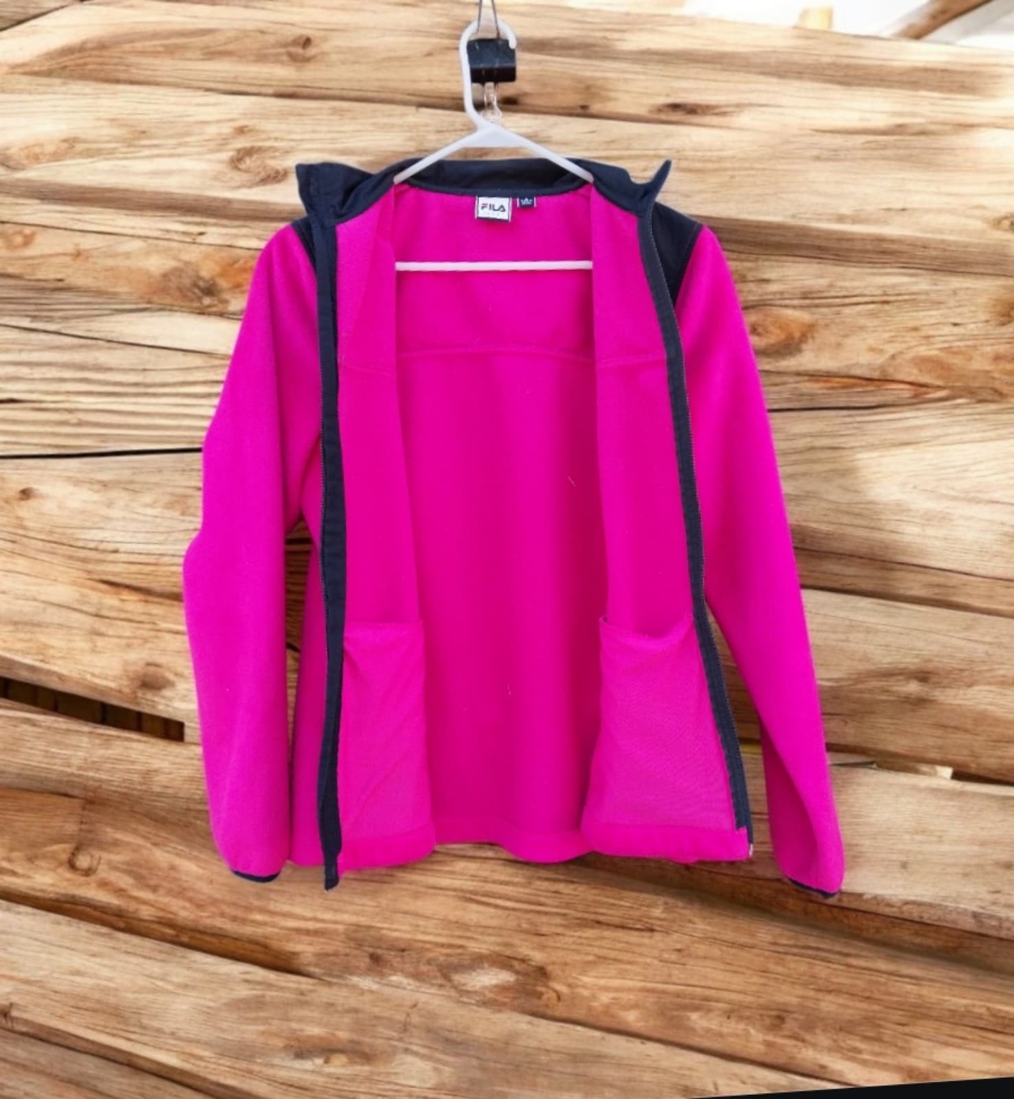 FILA Womens Pink Full Zip Stand Collar Pocket Fleece Athletic Jacket - Thumbnail 6