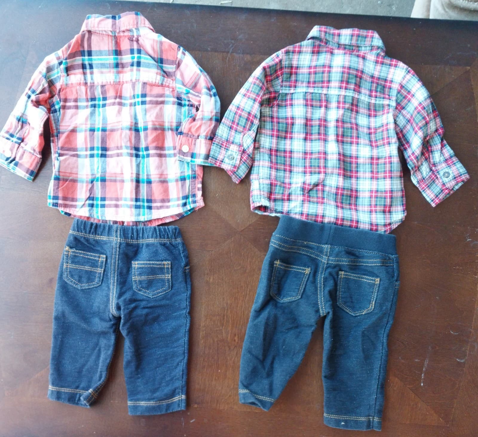 Carter's. 2 Long Sleeve Shirts & 2 Pairs Of Jeans. Size 3 Months - Thumbnail 2