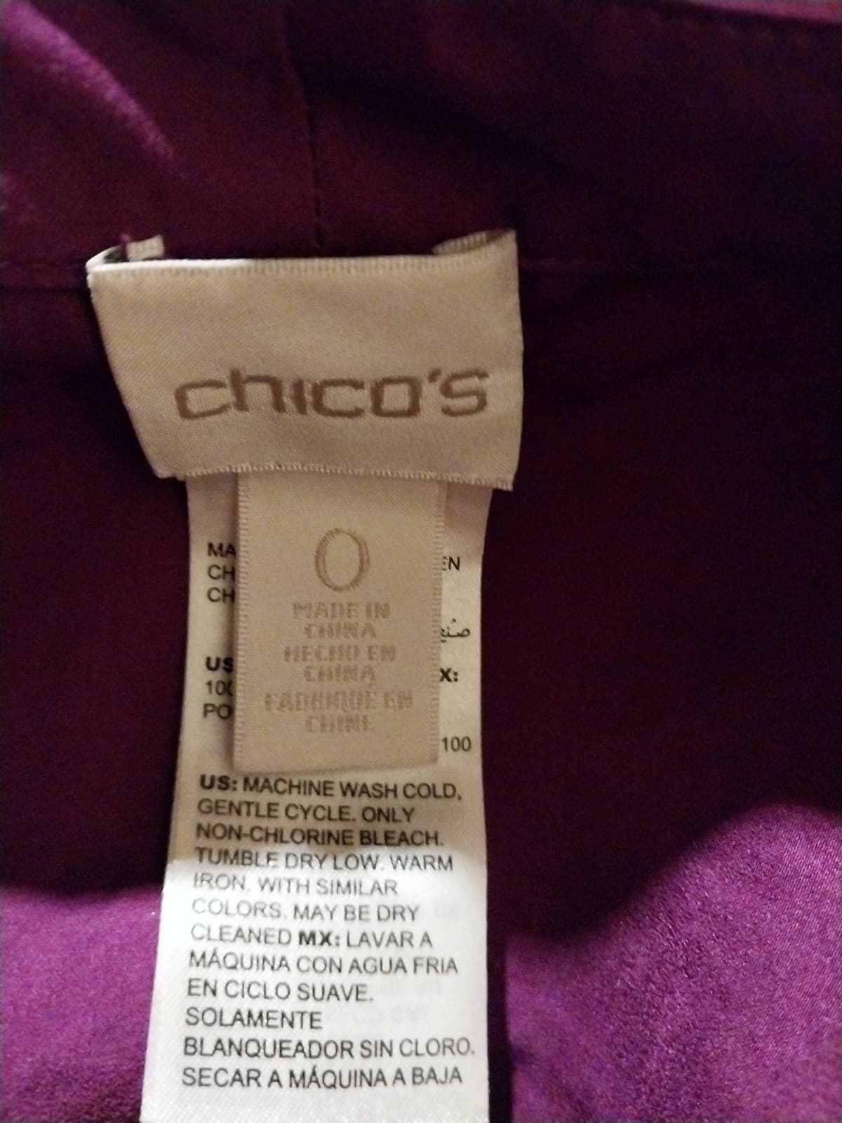 Chicos Womens Top Size 0 Purple Short Sleeve V Neck Solid Pullover Blouse - Thumbnail 3