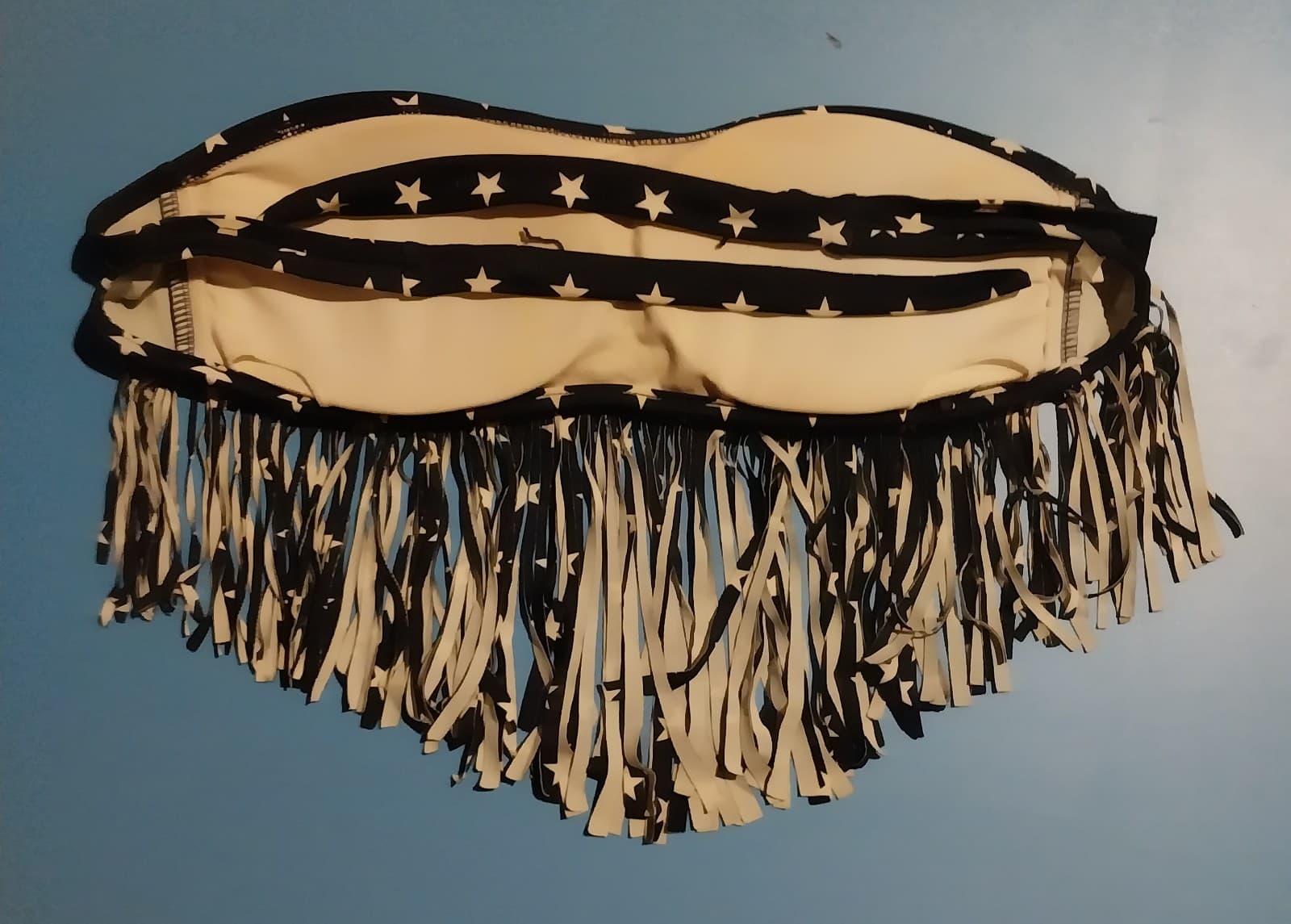 2 Women's Tube/Bikini Tops. 1 Navy Blue & 1 Grey Both Have White Stars & Fringe - Thumbnail 3