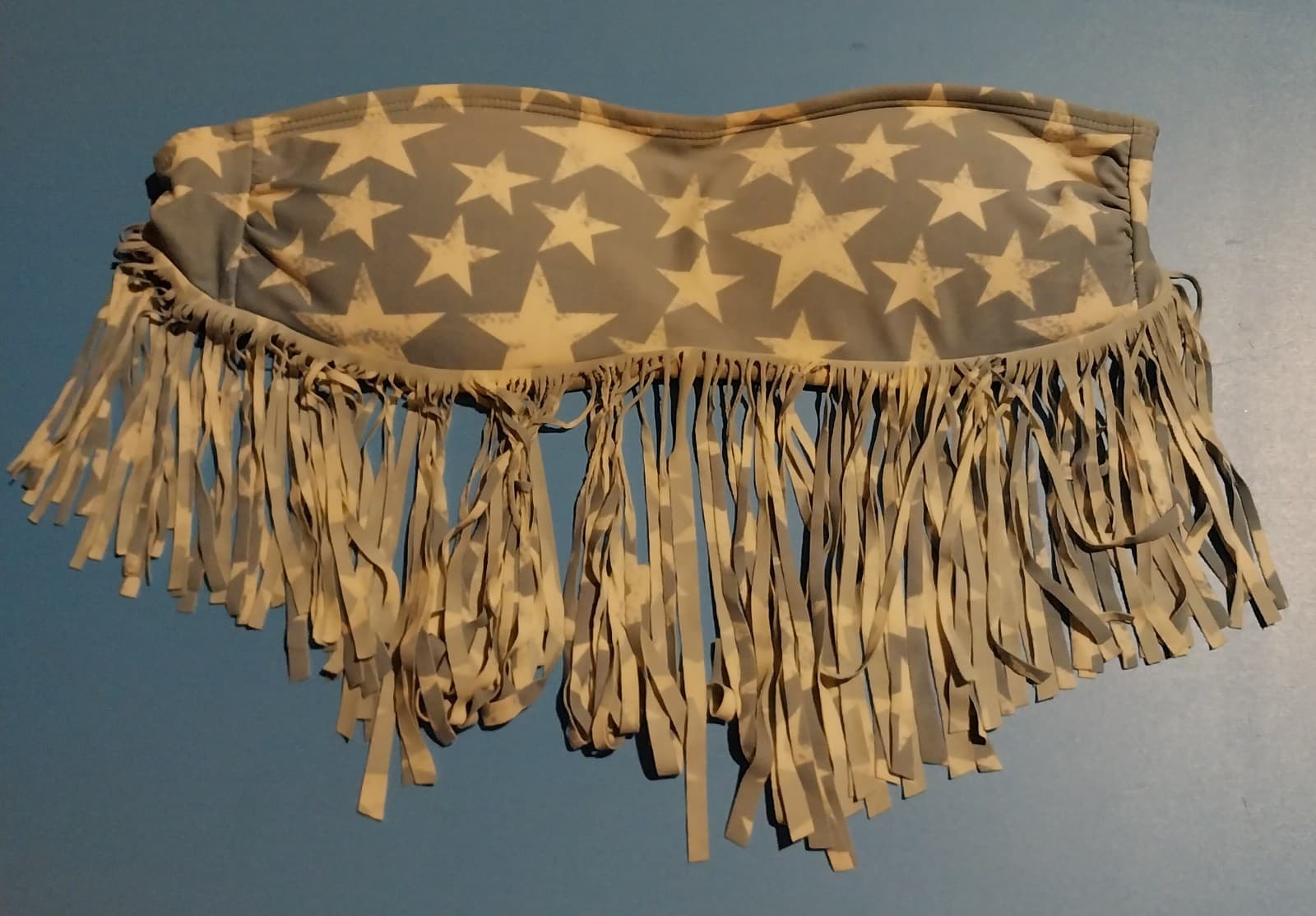 2 Women's Tube/Bikini Tops. 1 Navy Blue & 1 Grey Both Have White Stars & Fringe - Thumbnail 5