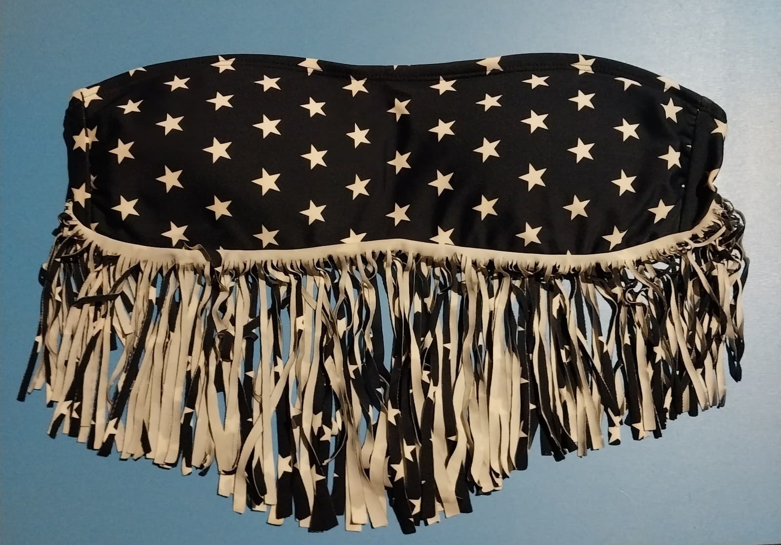 2 Women's Tube/Bikini Tops. 1 Navy Blue & 1 Grey Both Have White Stars & Fringe - Thumbnail 2