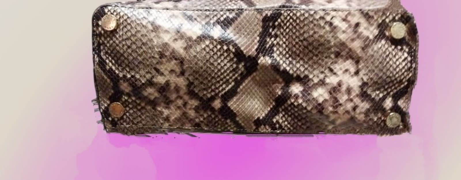 Medium Snakeskin dome satchel in blush with dustbag & straps, leather, logo char - Thumbnail 3