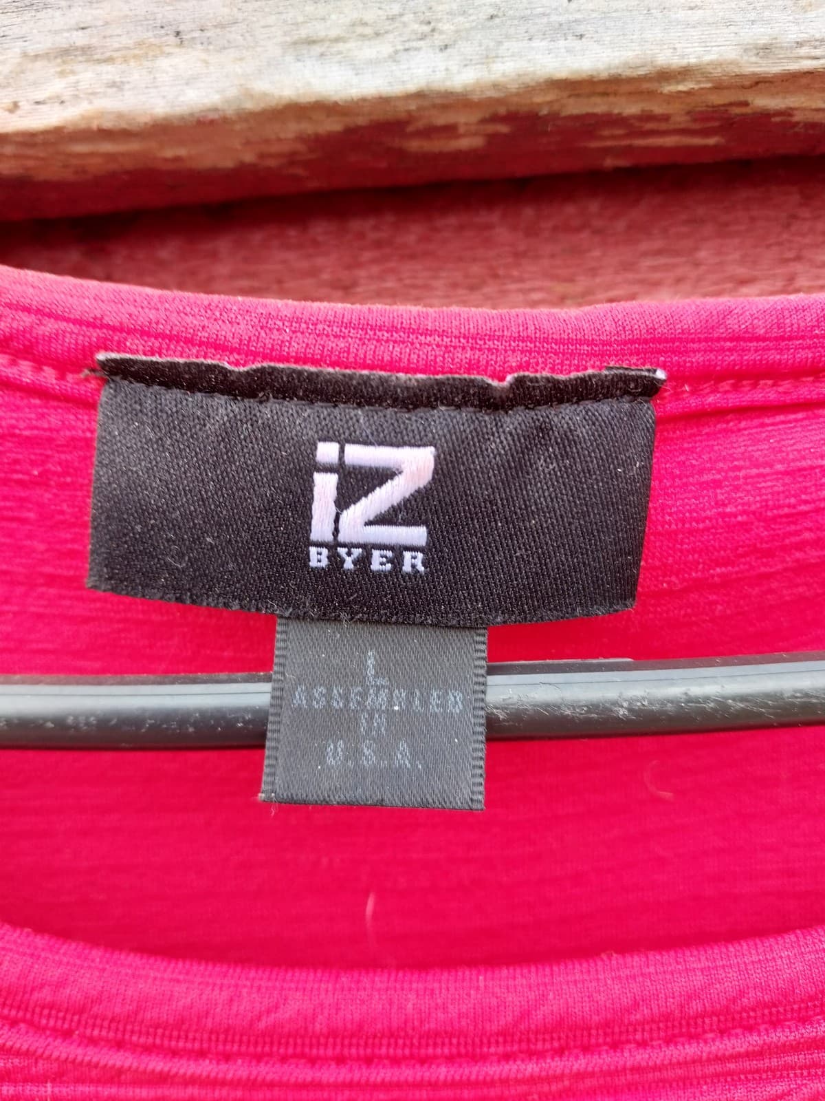 IZ Byer Blouse Women's Large Red Short Sleeve Career Round Neck Solid Shirt Top - Thumbnail 3