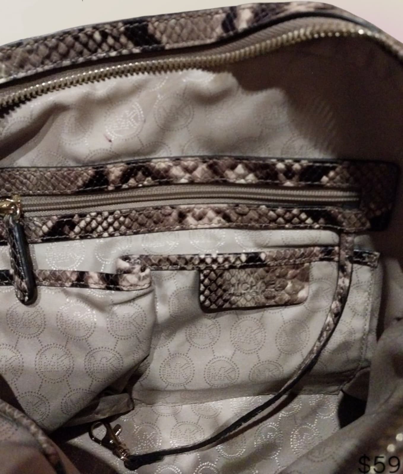 Medium Snakeskin dome satchel in blush with dustbag & straps, leather, logo char - Thumbnail 5