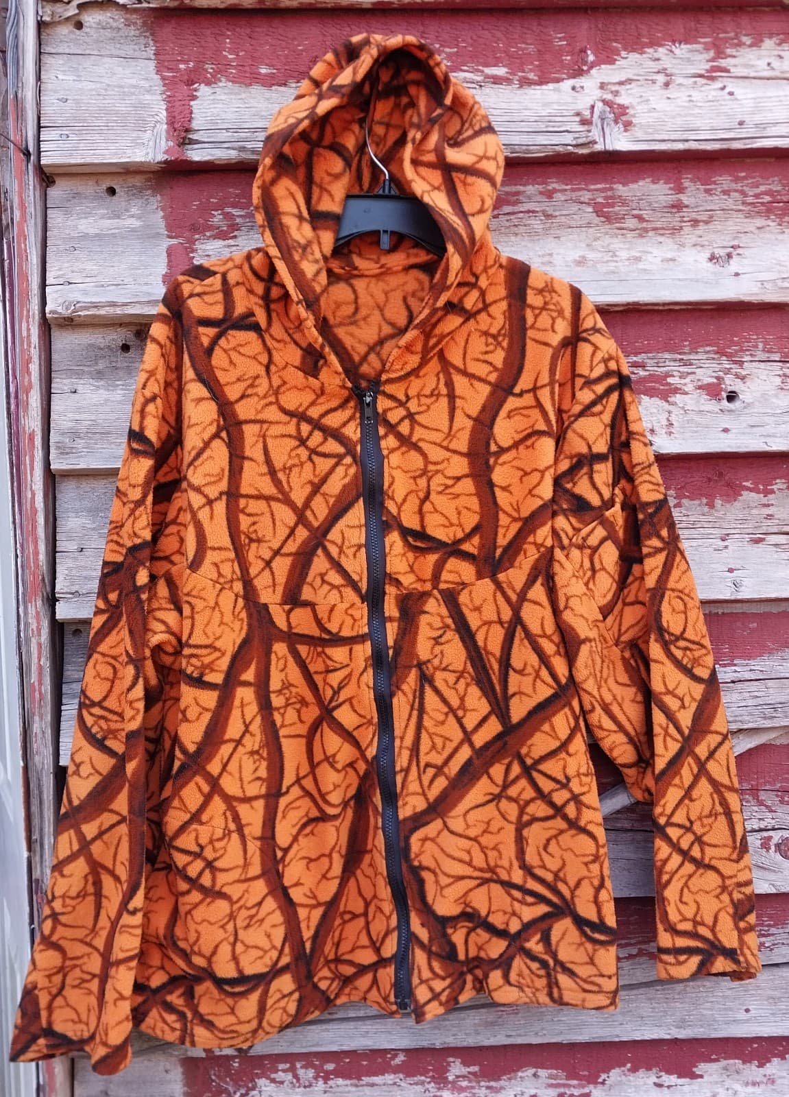 Hunting Men Orange Print Full Zip Hooded Jacket - Image 1