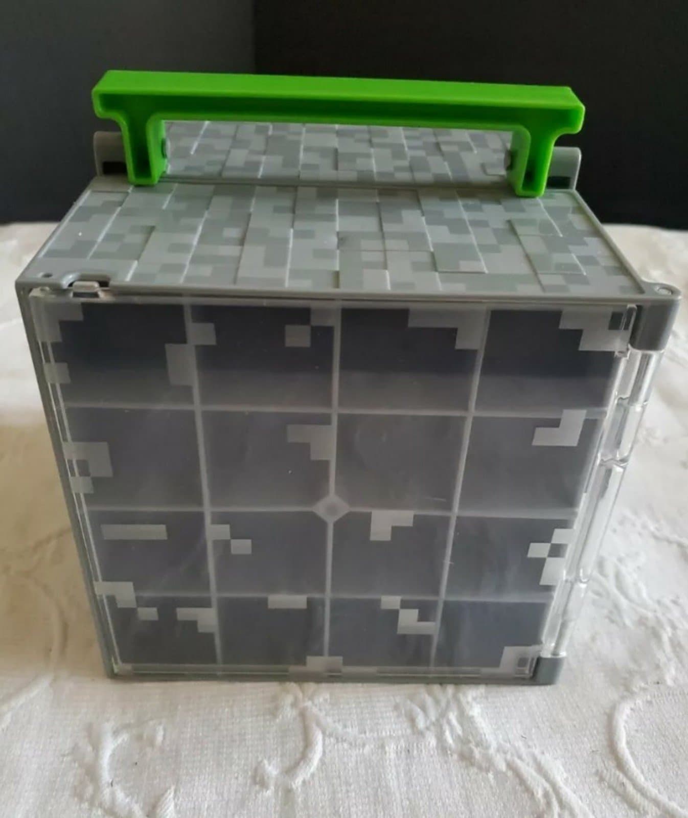 2014 Mattel Minecraft Gray Silver Mini Figures Collectors Carrying Storage Case - Thumbnail 2