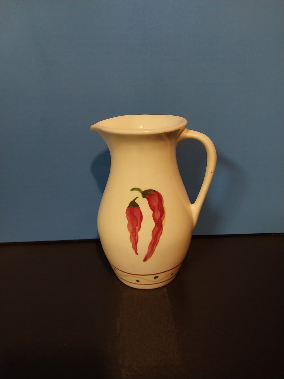 Vintage Ceramic Hand Painted Chili Pepper Pitcher Rare - Image 1