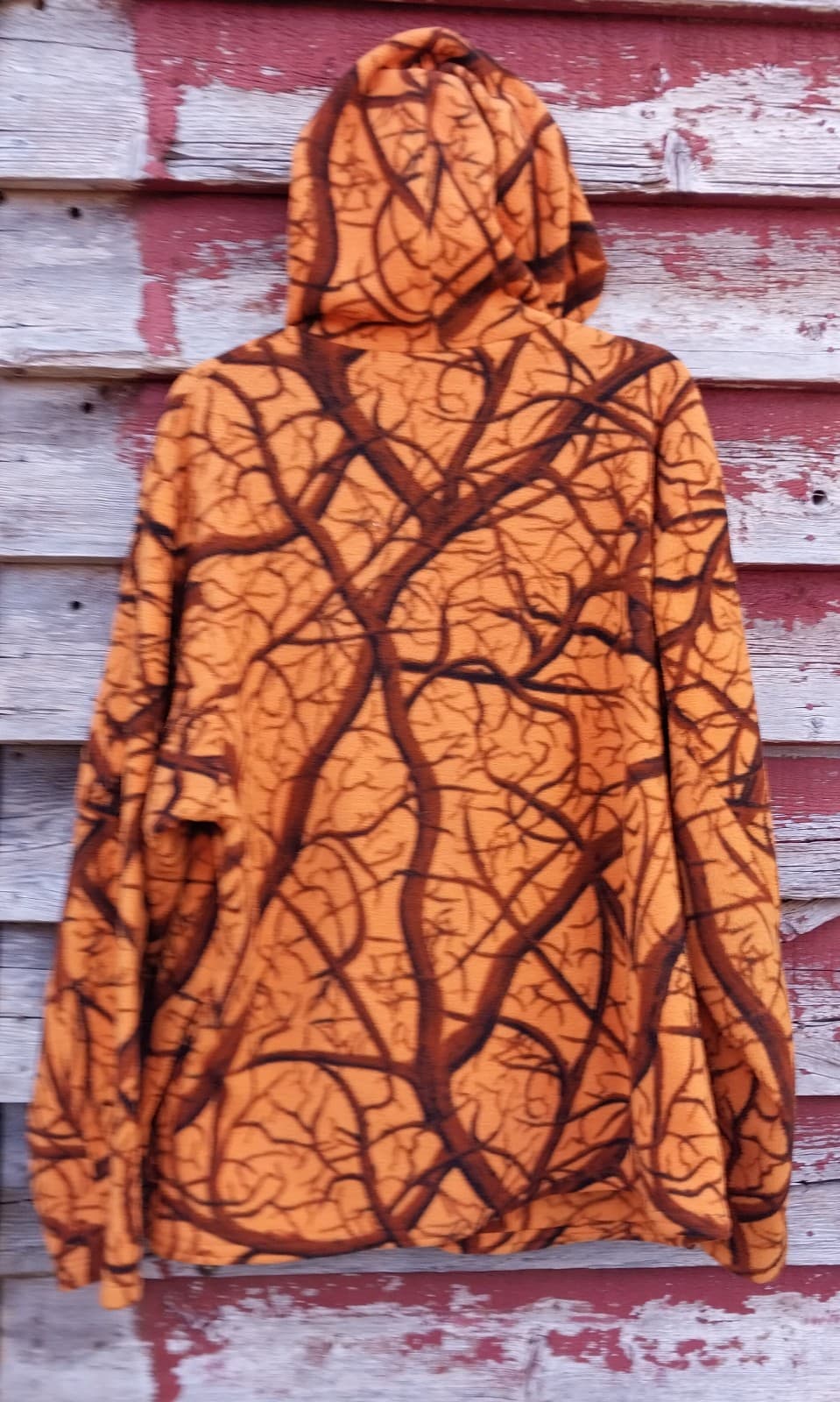 Hunting Men Orange Print Full Zip Hooded Jacket - Thumbnail 4