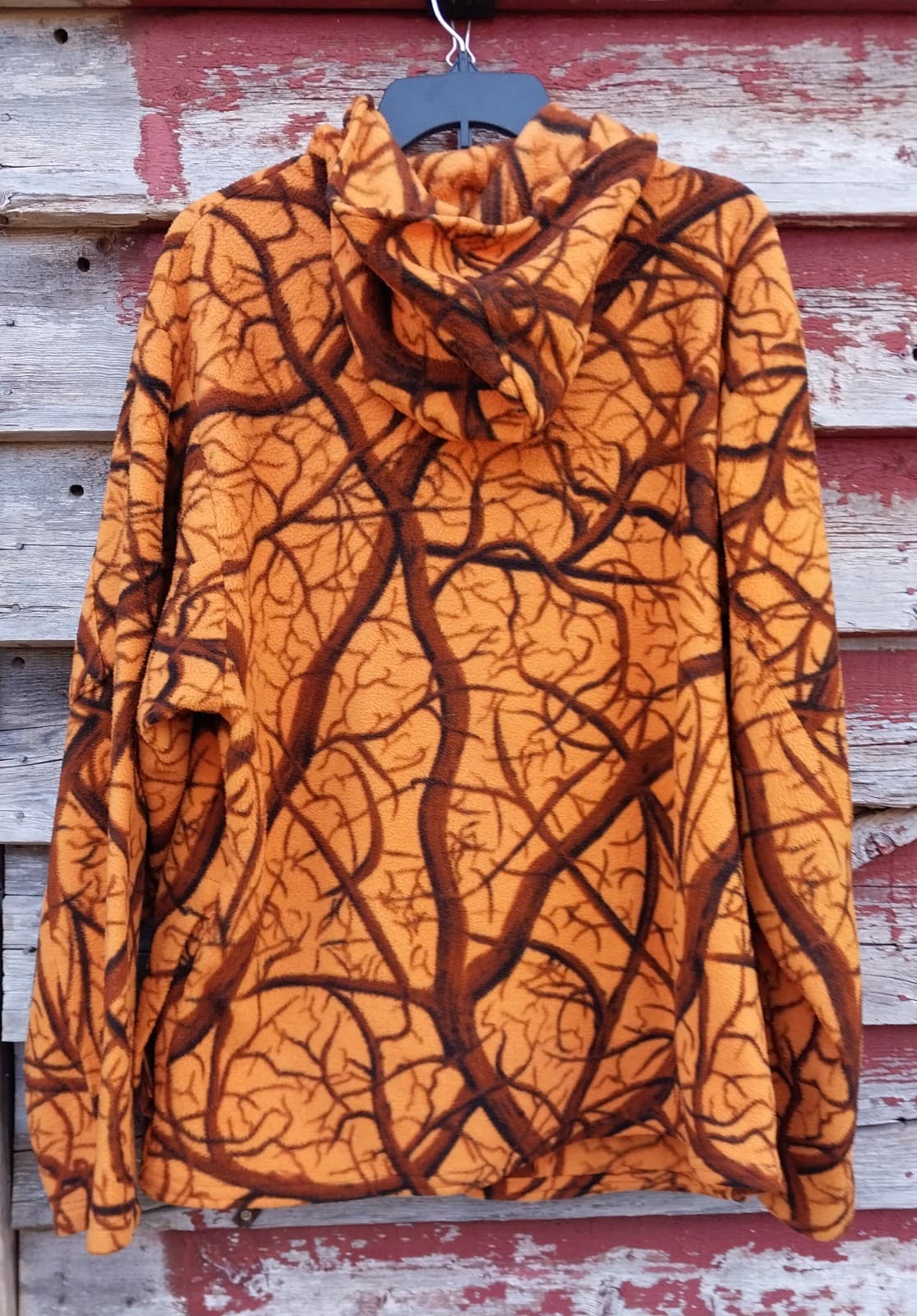 Hunting Men Orange Print Full Zip Hooded Jacket - Thumbnail 5