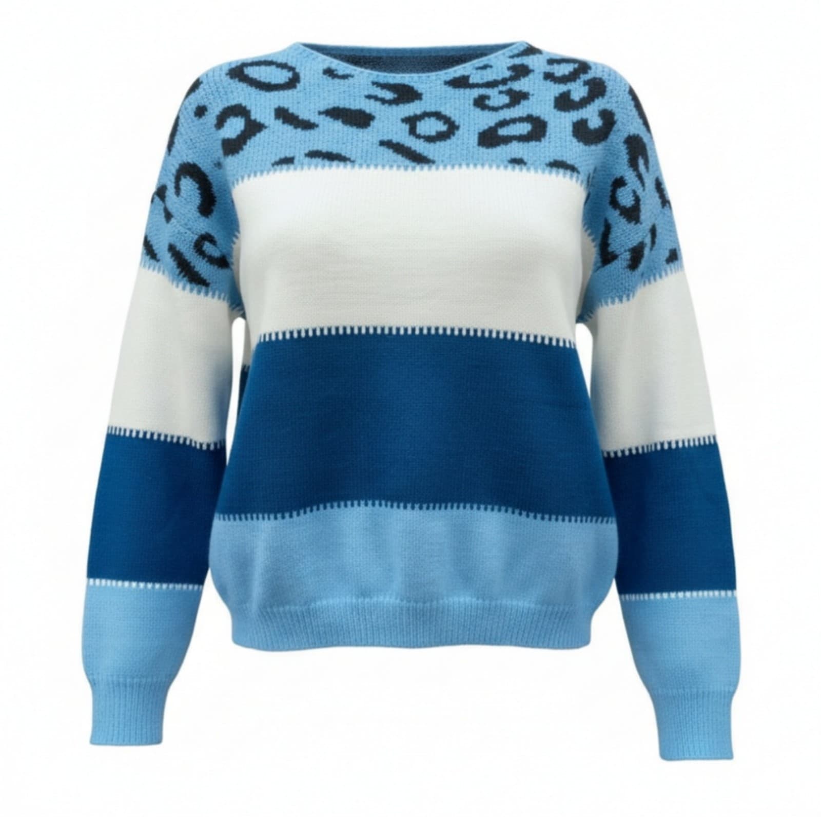 Shein Women's Cute Color Block Leopard Sweater - Image 1