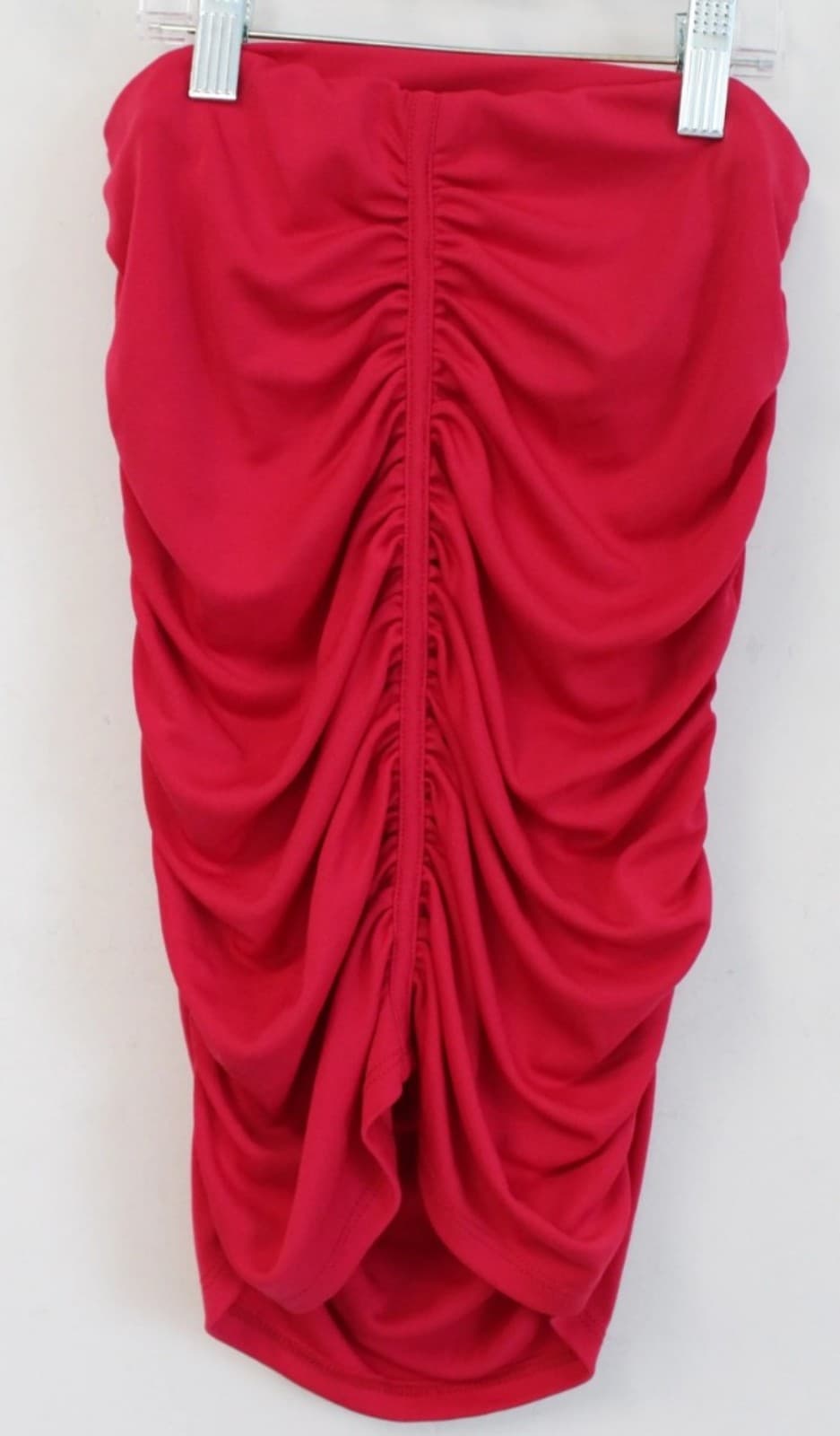 Red Ruched Tube Top. Size Large - Image 1