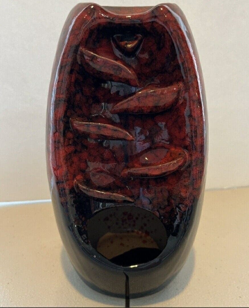 Waterfall Incense Holder Backflow Incense Cone Burner Handcraft Ceramic Maroon - Image 1