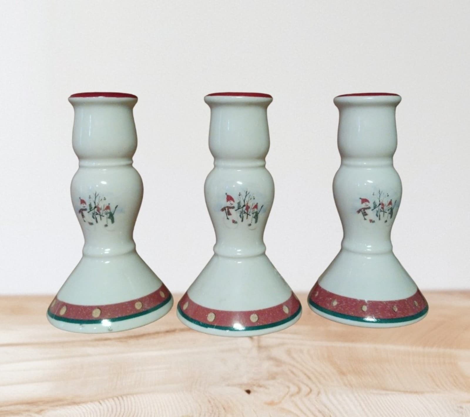 3 Royal Seasons Snowmen Candle Holders. 5.5" Height - Image 1