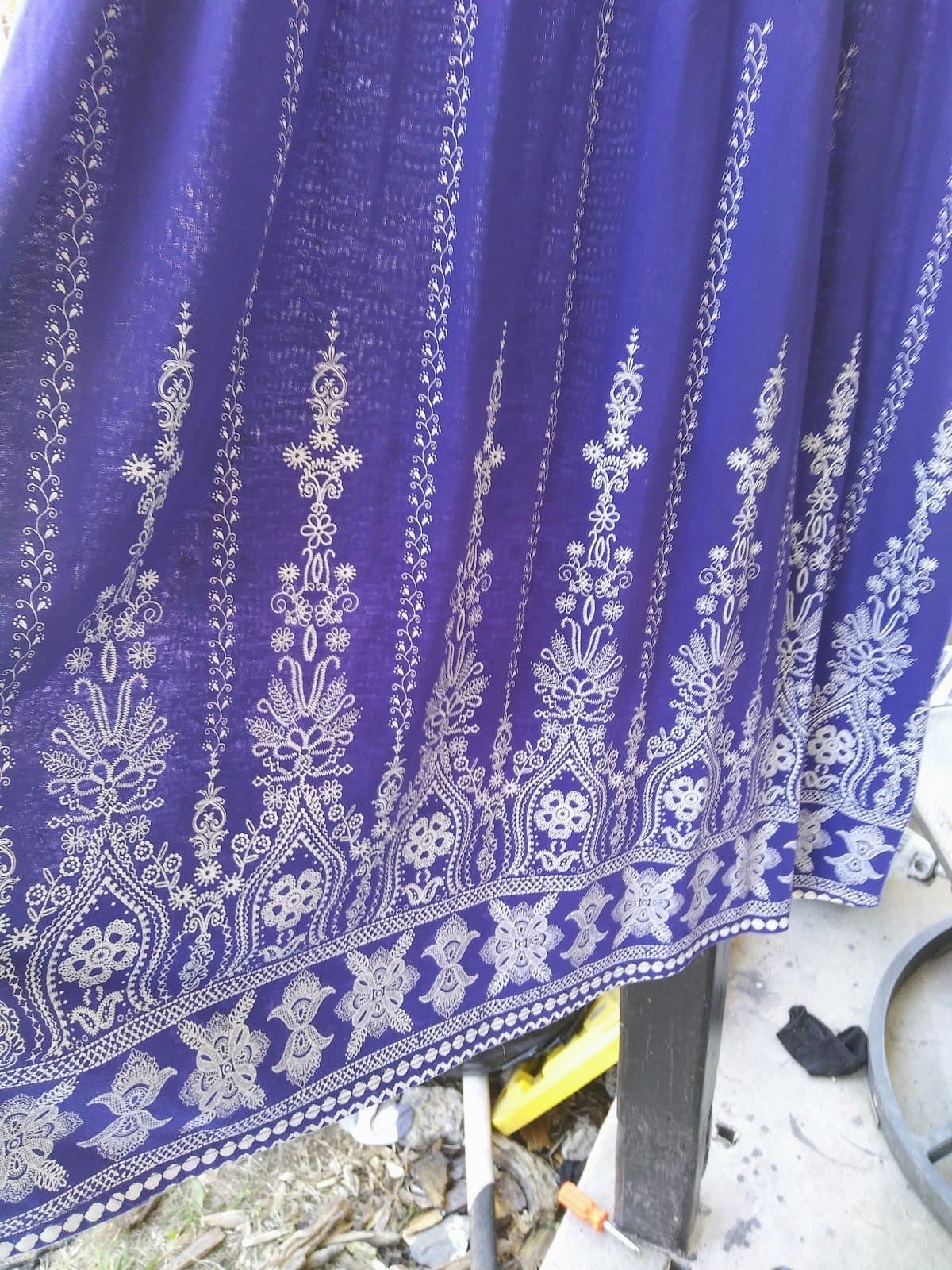 No Boundaries Womens Dress Medium Strapless Maxi Blue BohoStretch Smocked Whimsy - Thumbnail 3