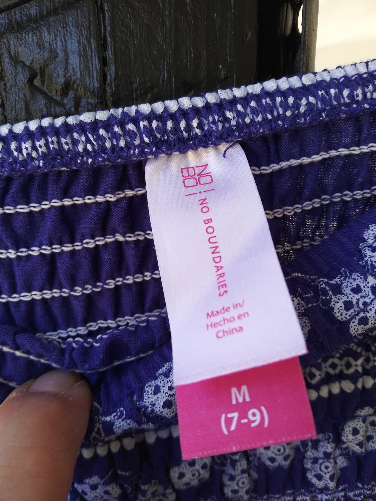 No Boundaries Womens Dress Medium Strapless Maxi Blue BohoStretch Smocked Whimsy - Thumbnail 2