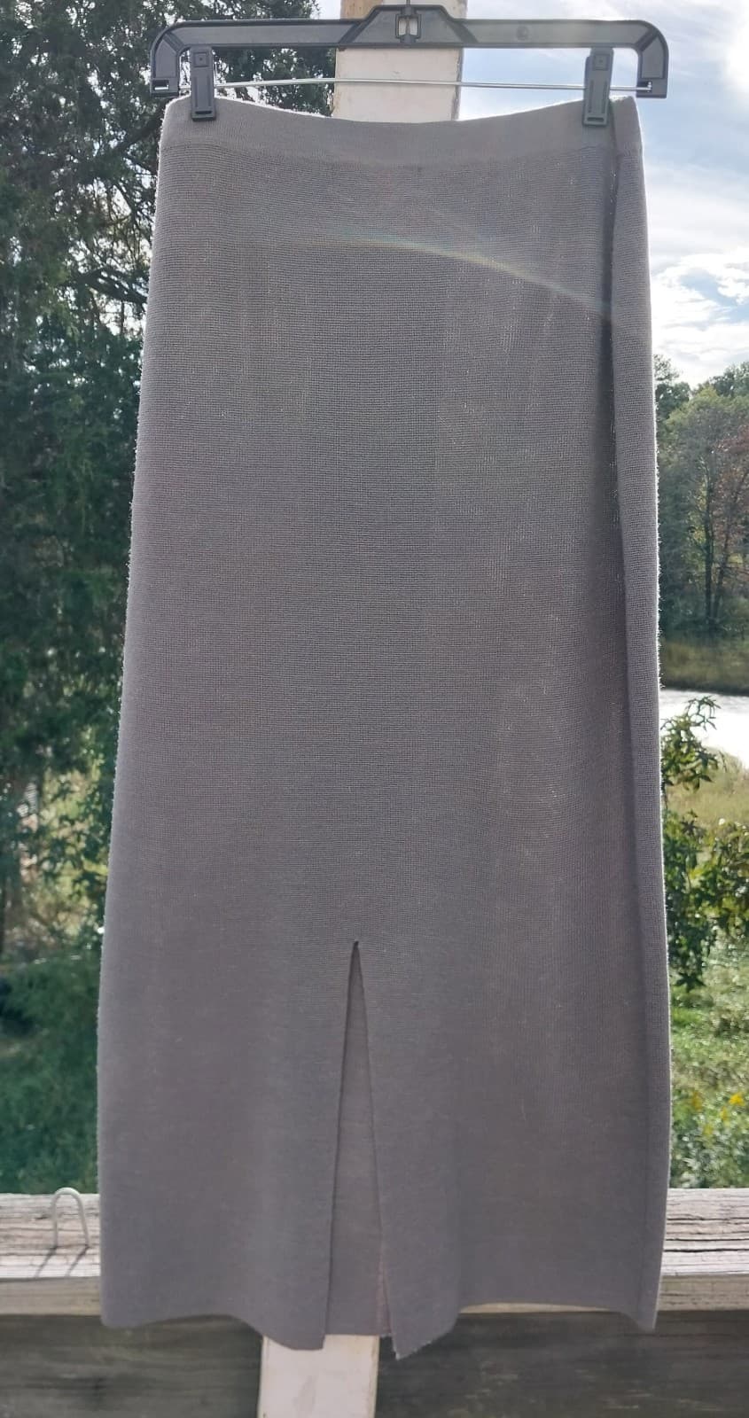 Grace KnitWear Long Grey Skirt - Thumbnail 2