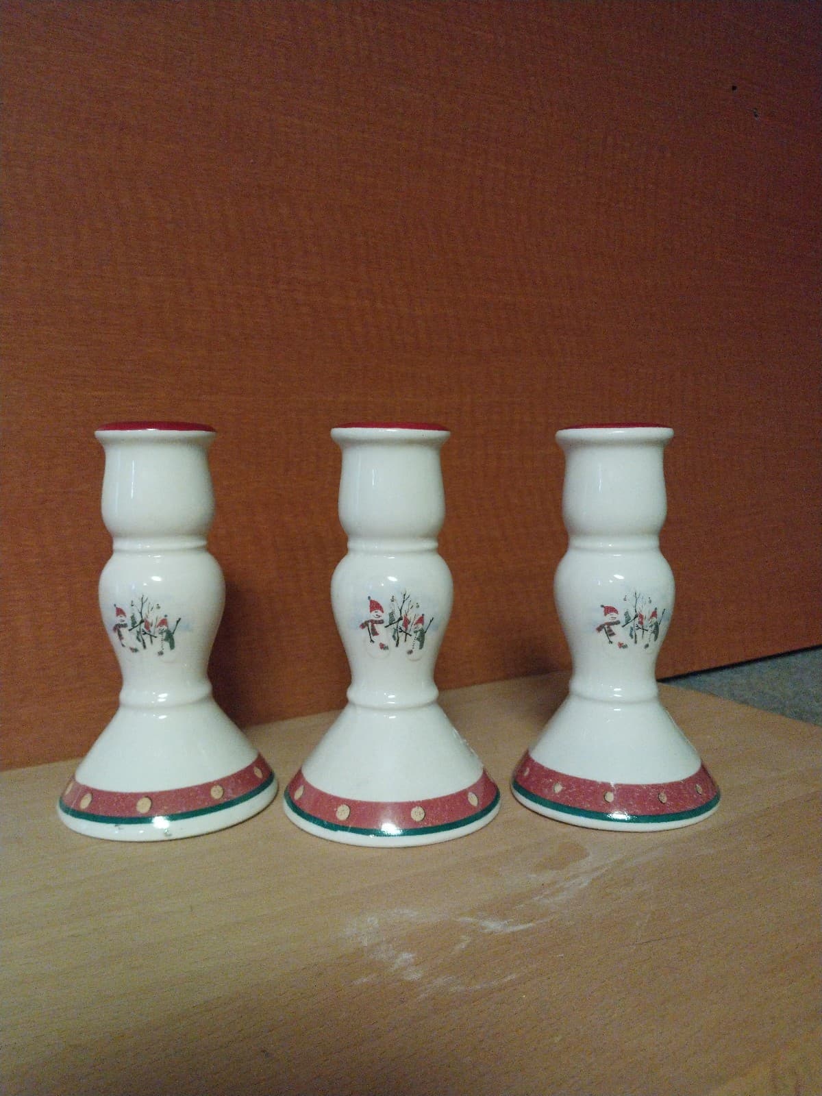 3 Royal Seasons Snowmen Candle Holders. 5.5" Height - Thumbnail 2