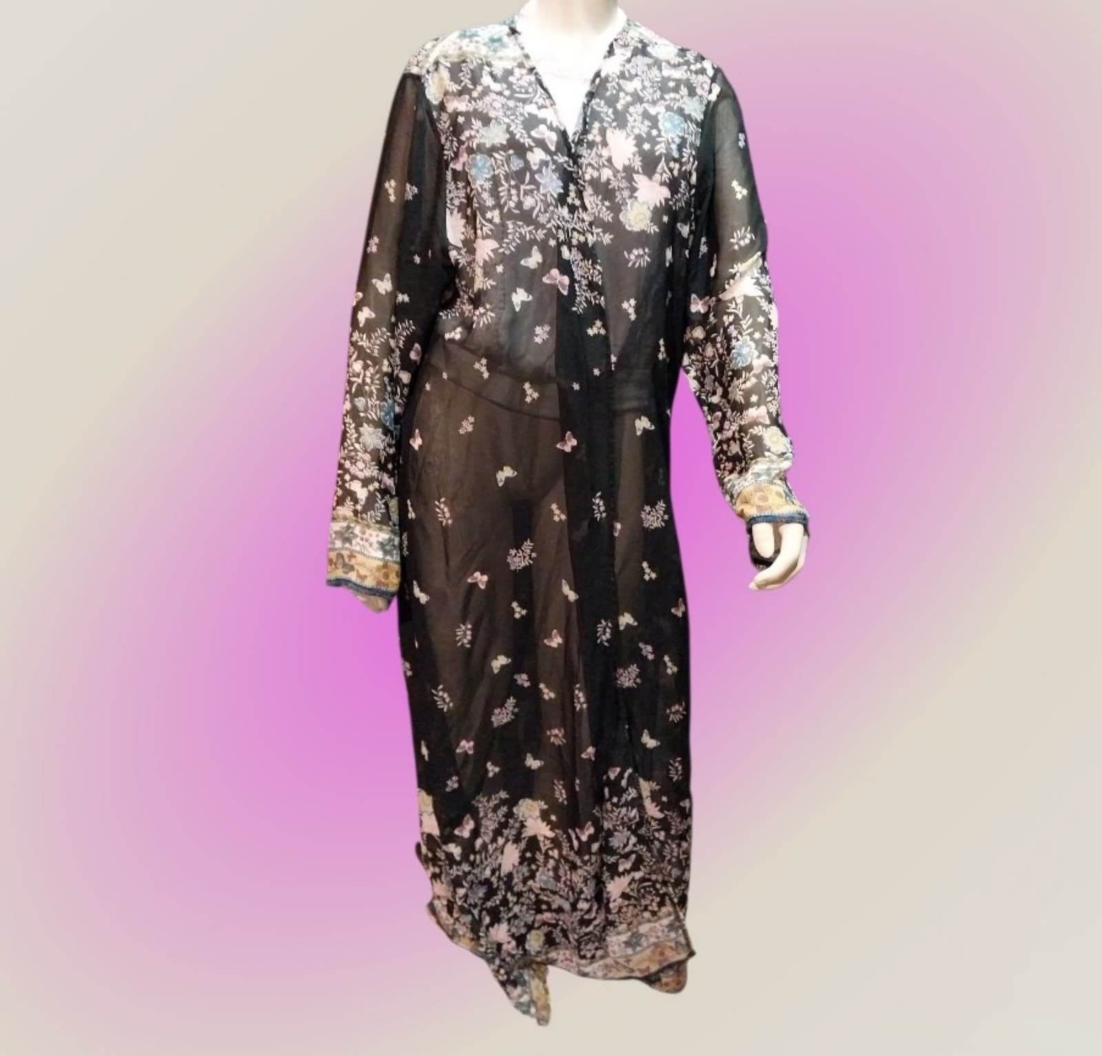 Zanzea Collection duster, beautiful & whimsical with flowers & butterflies, 5XL - Image 1