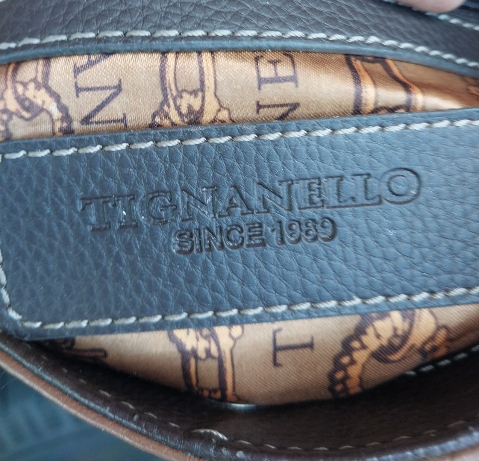 Vtg Tignanello Camel Brown Leather Crossbody Bag Medium Zipper Lined Soft - Thumbnail 8