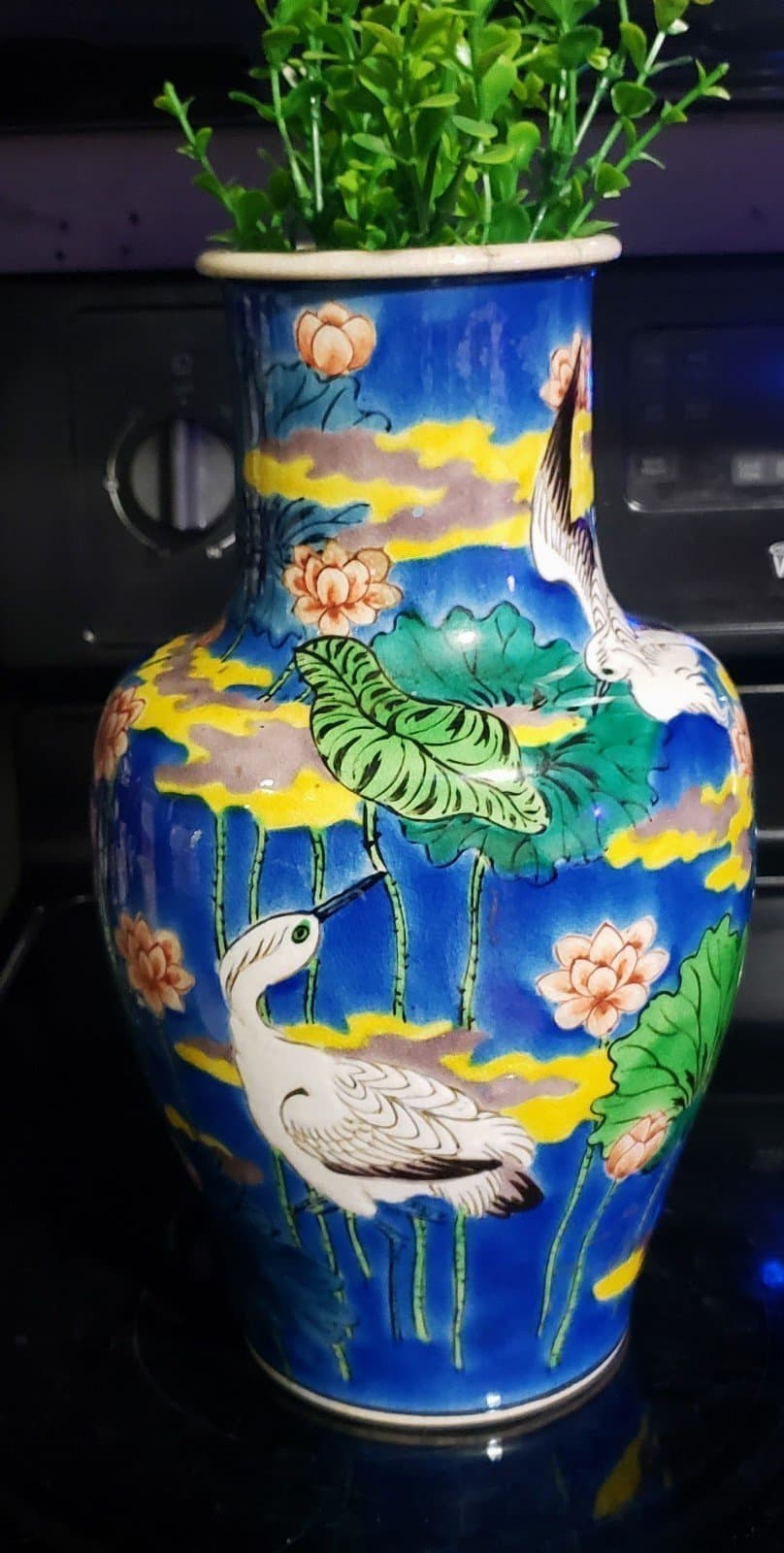 Antique Blue Chinese cloisonne vase 12" ht. - Image 1