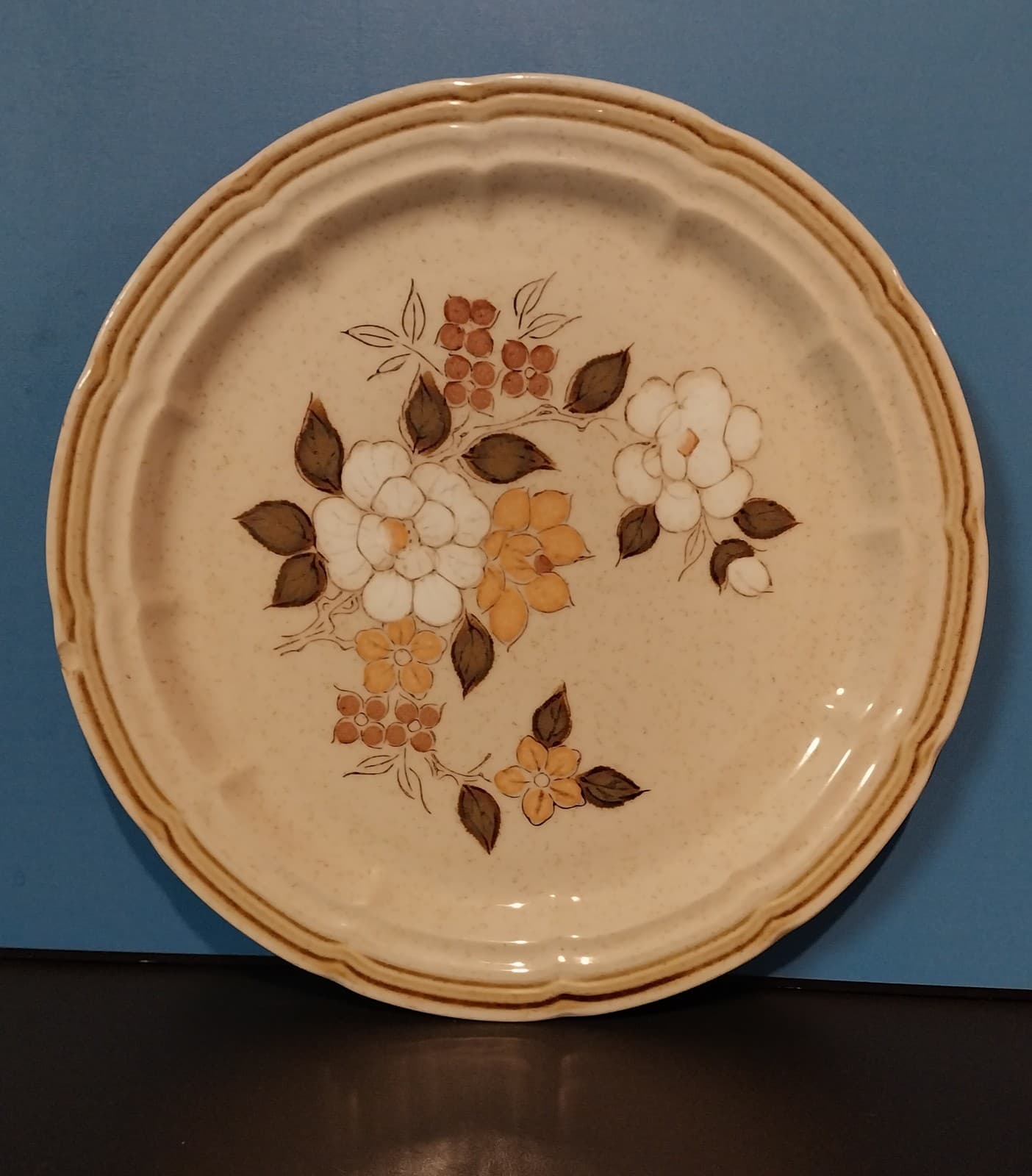 Crown Manor Stoneware "Autumn Blossom" Dinner Plate. - Image 1