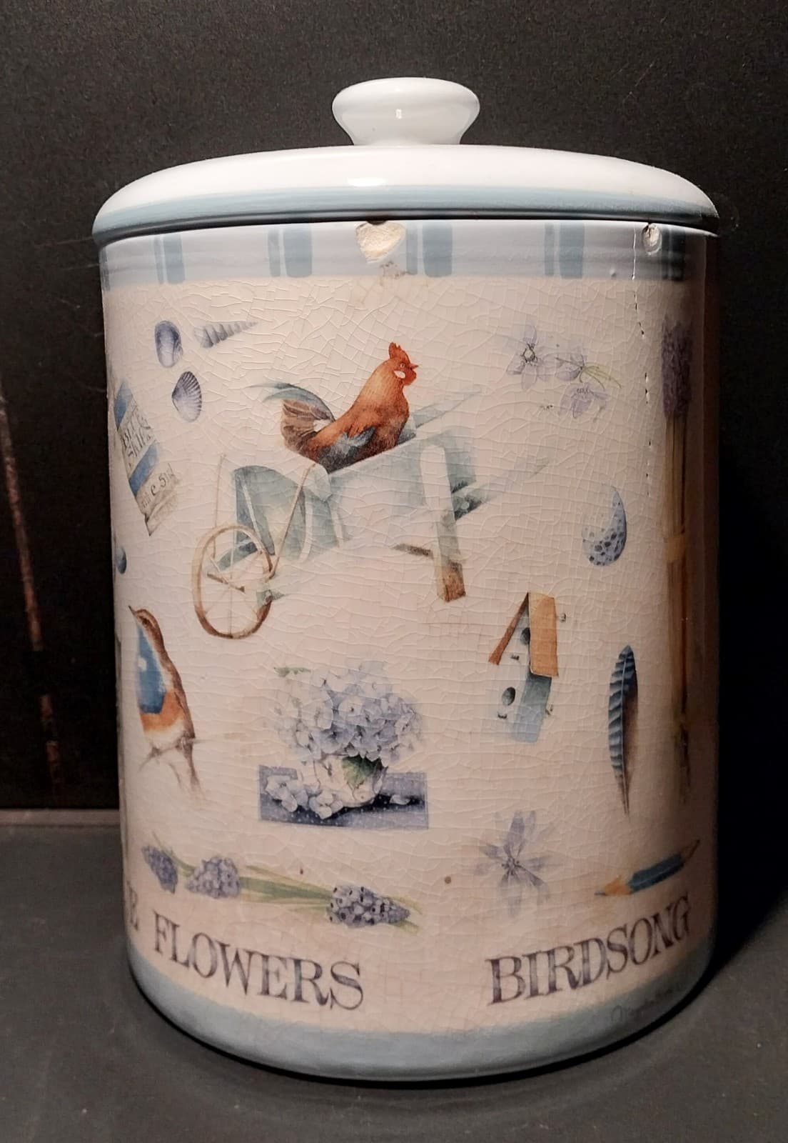 Hallmark Marjolein Bastin Large Canister Jar 10" Height. Birdsong Butterflies - Thumbnail 2