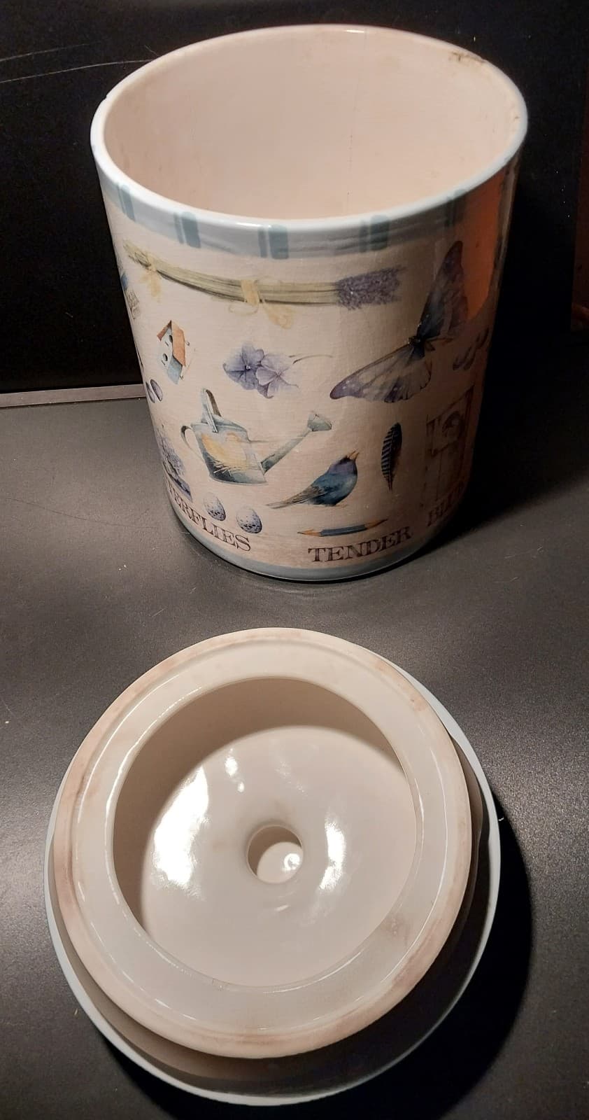 Hallmark Marjolein Bastin Large Canister Jar 10" Height. Birdsong Butterflies - Thumbnail 4