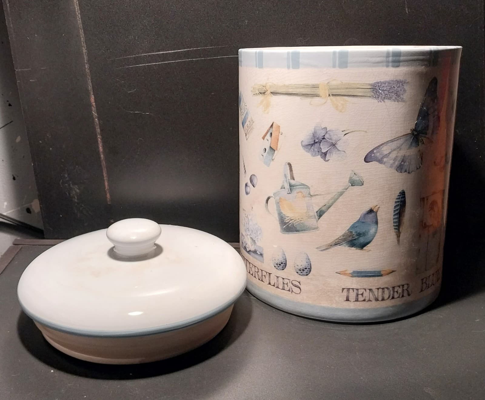 Hallmark Marjolein Bastin Large Canister Jar 10" Height. Birdsong Butterflies - Thumbnail 3