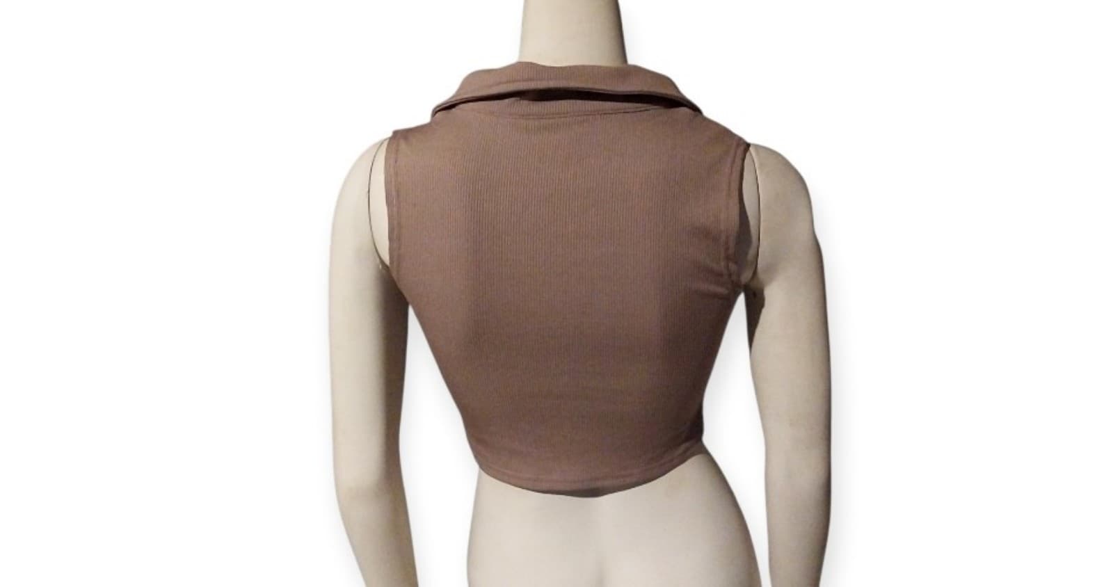 Romwe. Brown Vintage Style Crop Top - Thumbnail 2