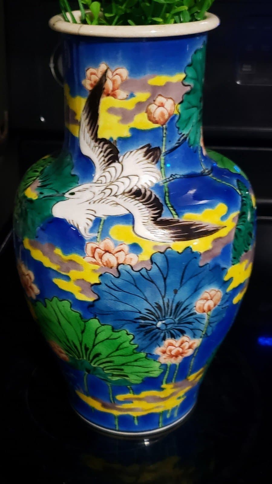 Antique Blue Chinese cloisonne vase 12" ht. - Thumbnail 2