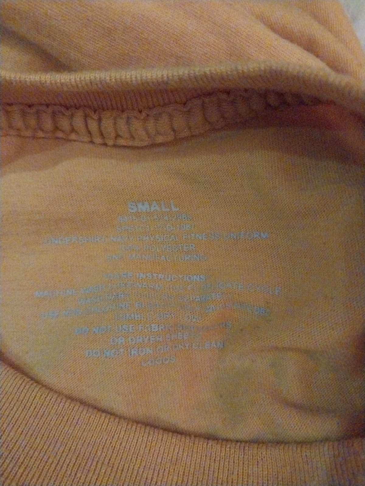 Official US Navy Originals t-shirt Yellow MJ Soffe Size Small - Thumbnail 3