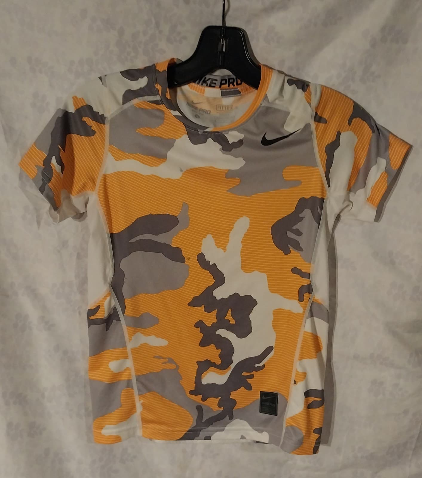 Nike Pro Shirt, Orange, white & grey color. Kids size small - Image 1