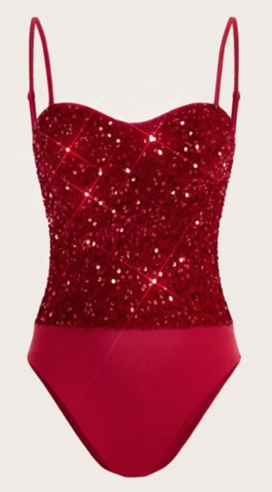 SHEIN ICON Sequin Decor Cami Bodysuit. Size Large - Thumbnail 4