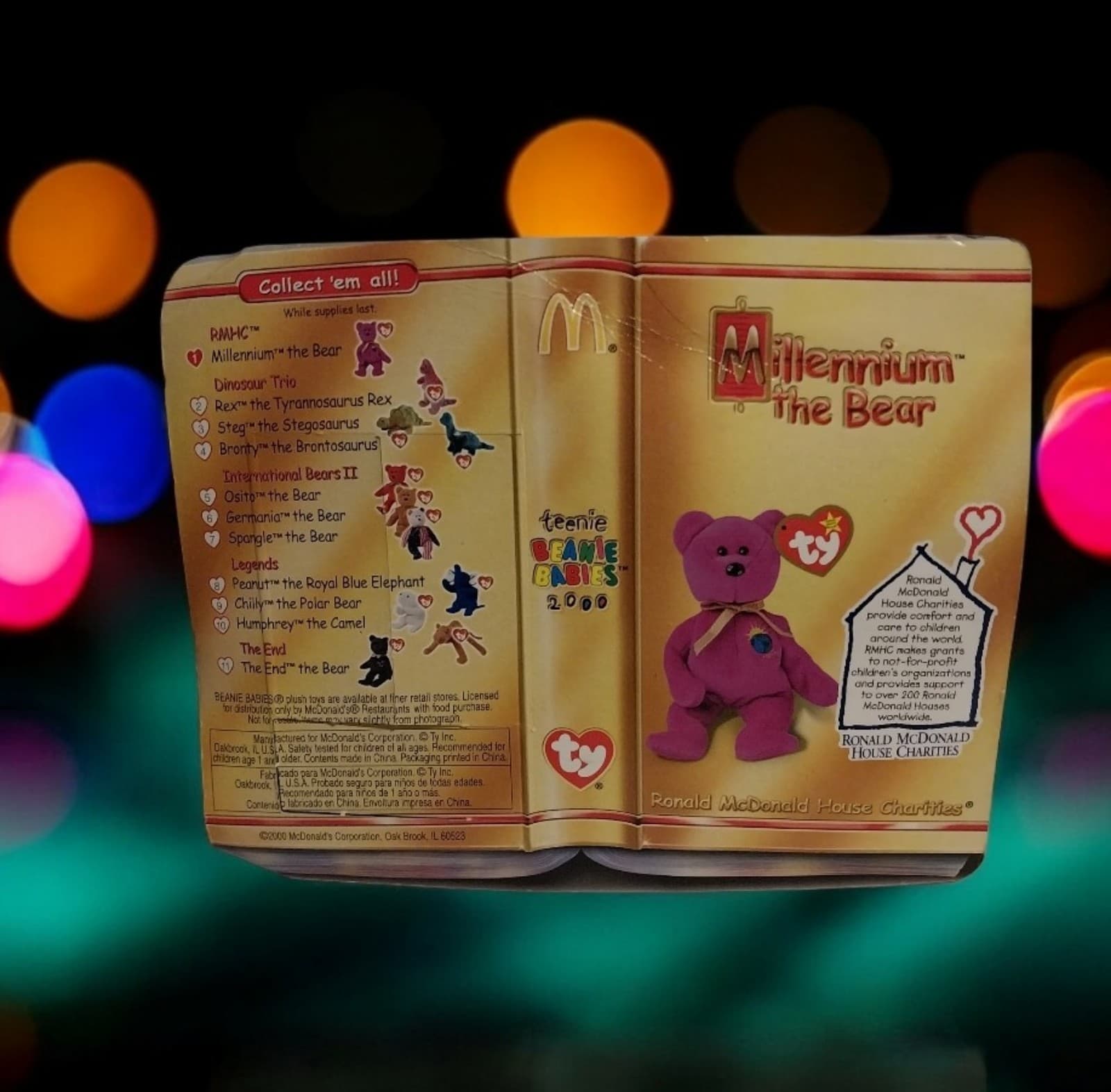 McDonalds TY Millennium the Bear Beanie Baby RARE Retired Jan 1, 1999 DOB - Thumbnail 2