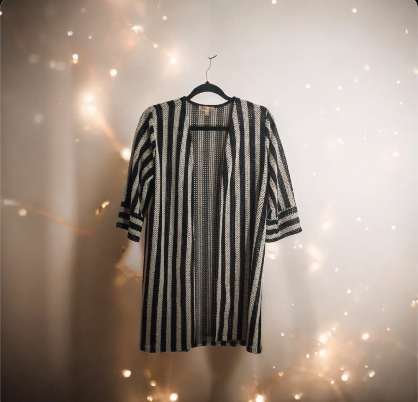 Lavish- Women's Small Striped Knit Duster Sweater Lightweight - Image 1