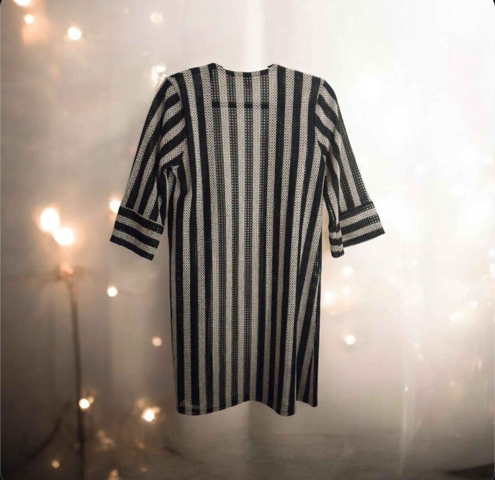 Lavish- Women's Small Striped Knit Duster Sweater Lightweight - Thumbnail 2