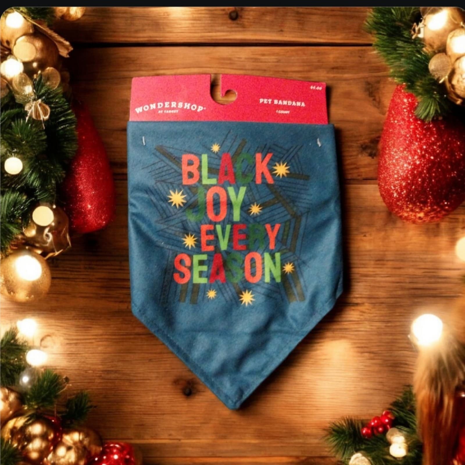 NEW- 4 Wondershop Pet Bandanas, One Size- Black Joy Every Season (4 Included) - Thumbnail 3